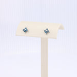 Load image into Gallery viewer, London Blue Topaz Quatrefoil Studs in White Gold