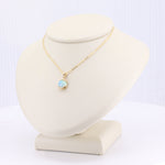 Load image into Gallery viewer, Australian Opal Half Bezel Pendant, 0.65ct in 14K Yellow Gold, 18 inch Chain