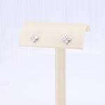 Load image into Gallery viewer, Medium Quatrefoil Diamond Stud Earrings in White Gold