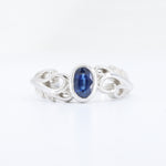 Load image into Gallery viewer, Blue Sapphire Swirl Ring, 0.73ct Oval Blue Sapphire in 14K White Gold