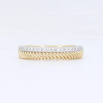 Load image into Gallery viewer, Gold twisted band ring with sparkling diamond accents, featuring a sleek and contemporary design.
