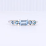 Load image into Gallery viewer, East-West Emerald-Cut Aquamarine Ring in White Gold