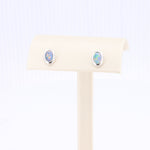 Load image into Gallery viewer, Opal Oval Doublet Stud Earrings in White Gold