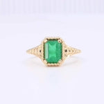 Load image into Gallery viewer, Emerald Ring, 0.96ct in 14K Yellow Gold Bubble Bezel - Kizer Cummings Jewelers