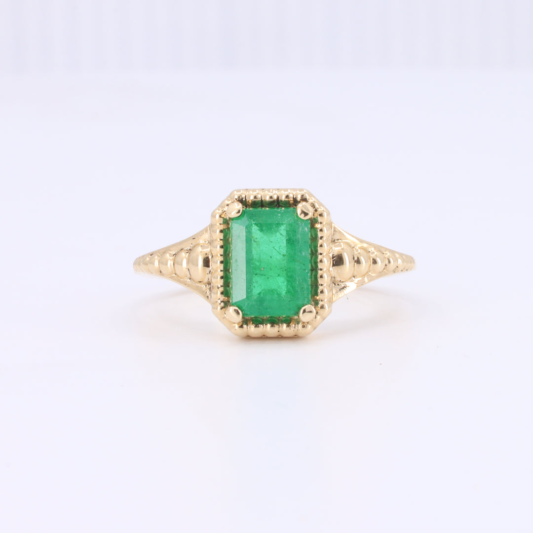 Gold Bubble Emerald Ring