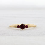 Load image into Gallery viewer, Three-Stone Ruby Ring in Yellow Gold
