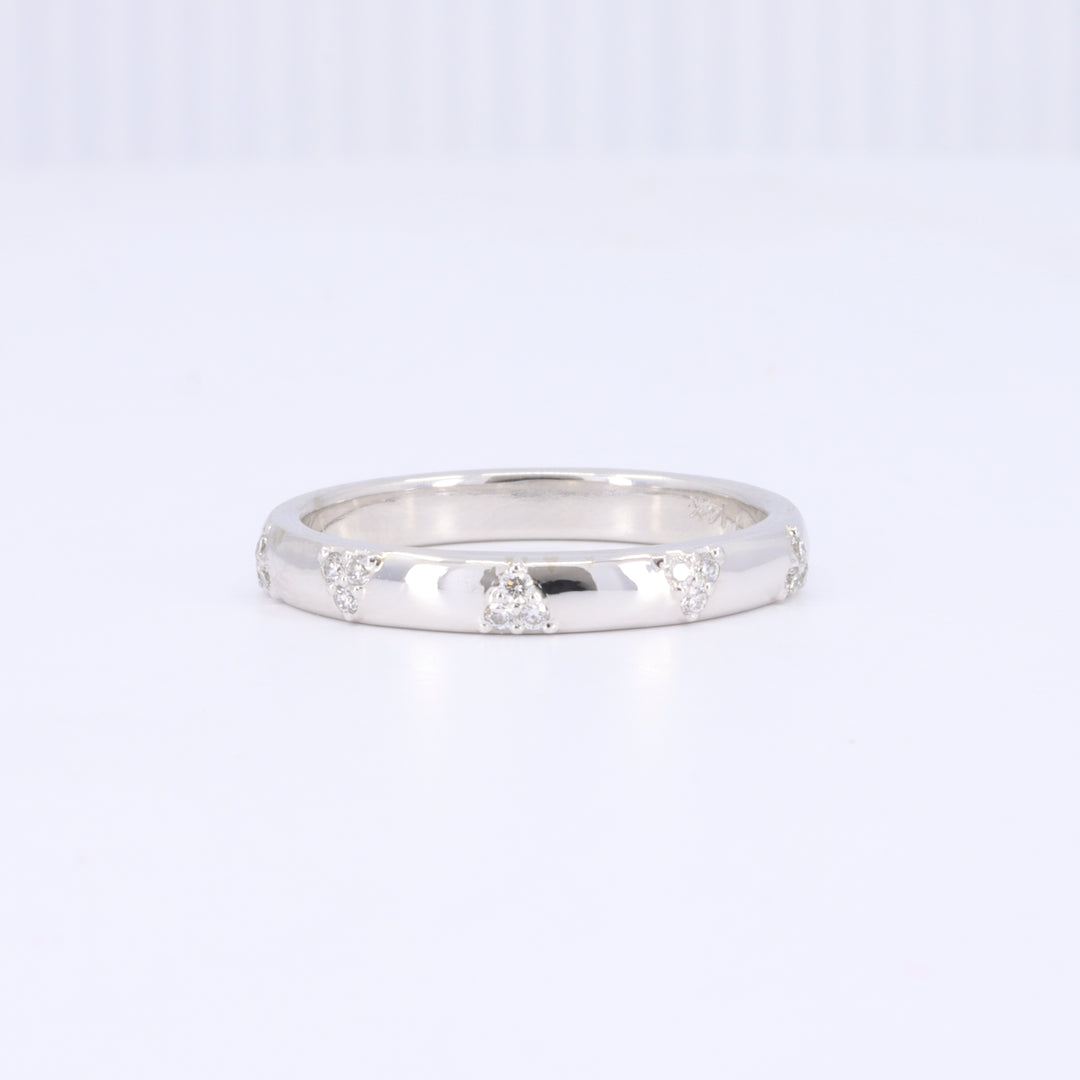 Diamond Triangle Station Band in White Gold