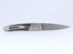 Load image into Gallery viewer, Damascus Steel Blade Liner Lock Pocket Clip Knife w/ Polychrome Turquoise and Mother of Pearl inlay -4" Closed - Kizer Cummings Jewelers