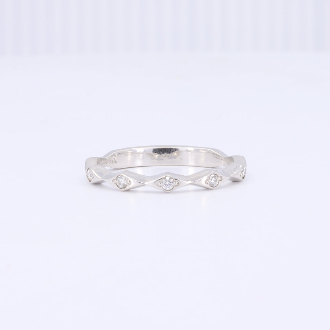 Geometric Diamond Wedding Band in White Gold - 0.07cttw