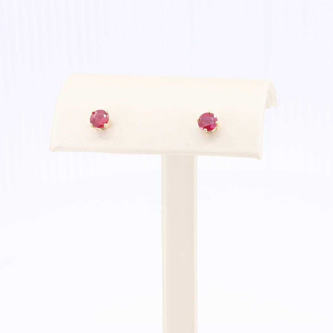 Ruby Stud Earrings in Yellow Gold