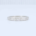 Load image into Gallery viewer, Floral Tapered Band in 14K White Gold, 3.75mm - Kizer Cummings Jewelers