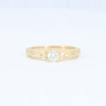 Load image into Gallery viewer, Old European Cut Diamond Ring w/ Floral Details in Yellow Gold
