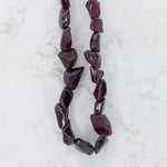 Load image into Gallery viewer, Grape Garnet Baroque Bead Strand Necklace, Polished Rough Drilled Beads with Sterling Silver Clasp, 16–18"