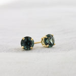 Load image into Gallery viewer, Blue Montana Sapphire Studs in Yellow Gold
