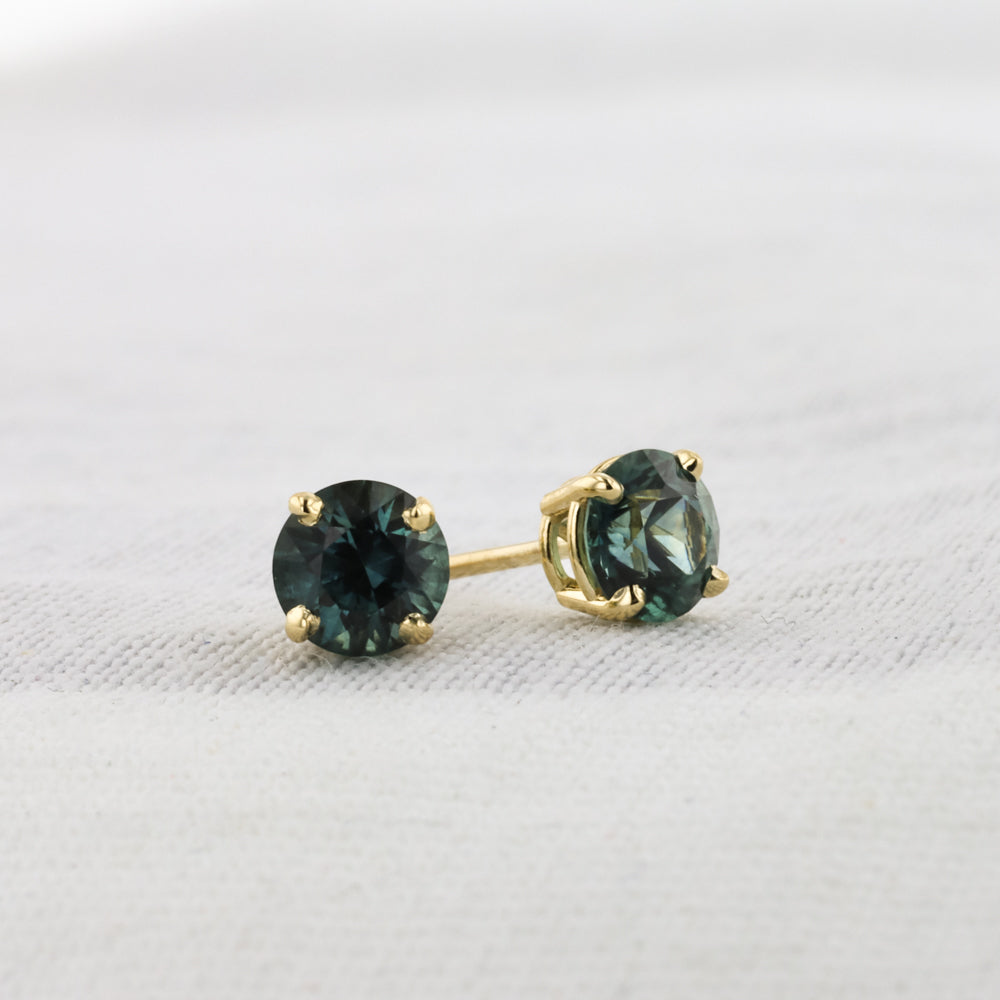 Blue Montana Sapphire Studs in Yellow Gold