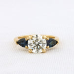 Load image into Gallery viewer, Delphine Ring with Round Diamond and Sapphire Pears