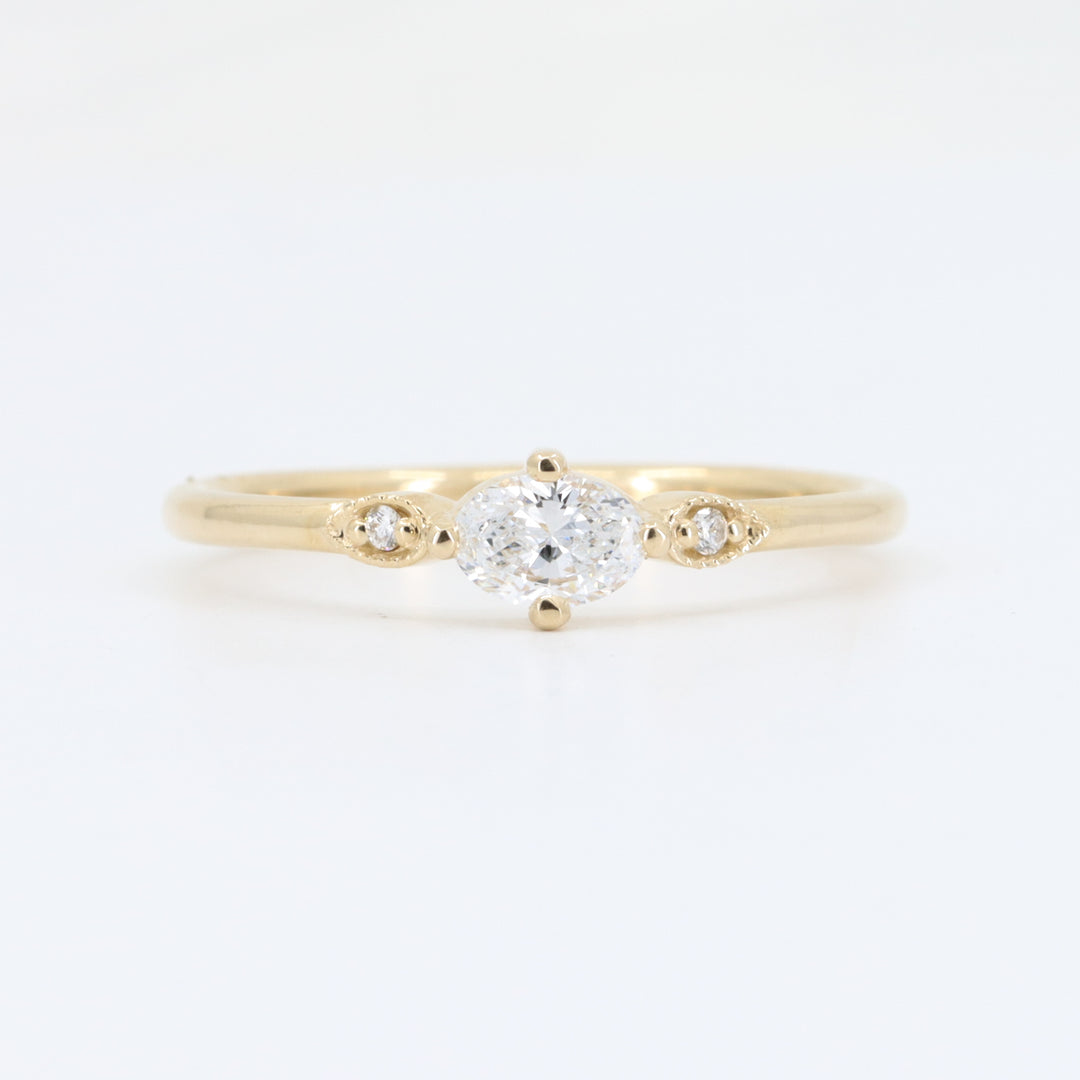 Lab-Grown Diamond Ring, 0.24ct Oval and 0.01cttw Accents in 14K Yellow Gold