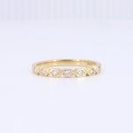 Load image into Gallery viewer, Hexagonal Shaped Geometric Wedding Diamond Band in Yellow Gold - 0.11cttw
