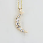Load image into Gallery viewer, Diamond Crescent Moon Pendant, 0.19cttw in 14K Yellow Gold, 18 inch Chain