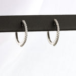 Load image into Gallery viewer, Straight Diamond Huggie Earrings in White Gold
