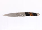 Load image into Gallery viewer, 4&quot; Liner Lock Knife w/pocket clip- Mammoth Tusk Inlay with Damascus Steel Blade
