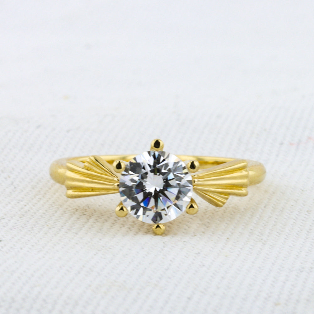 18K Yellow Gold Bow Engagement Ring Mounting