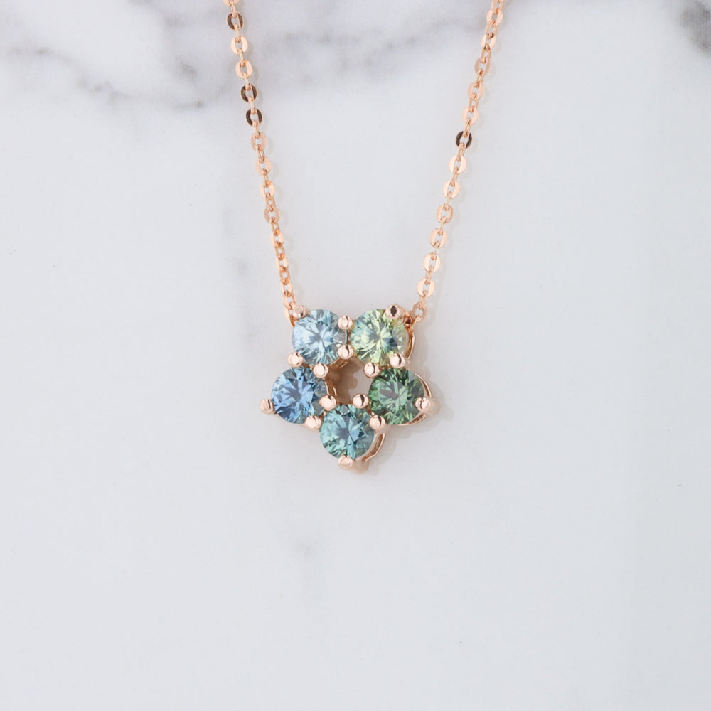 Montana Sapphire Flower Pendant in Rose Gold