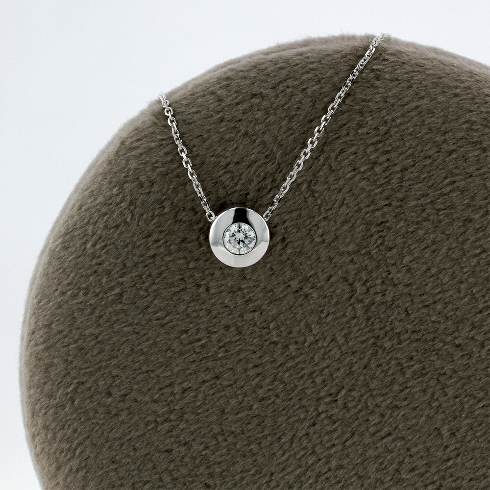Small Bezel Set Diamond Necklace in White Gold