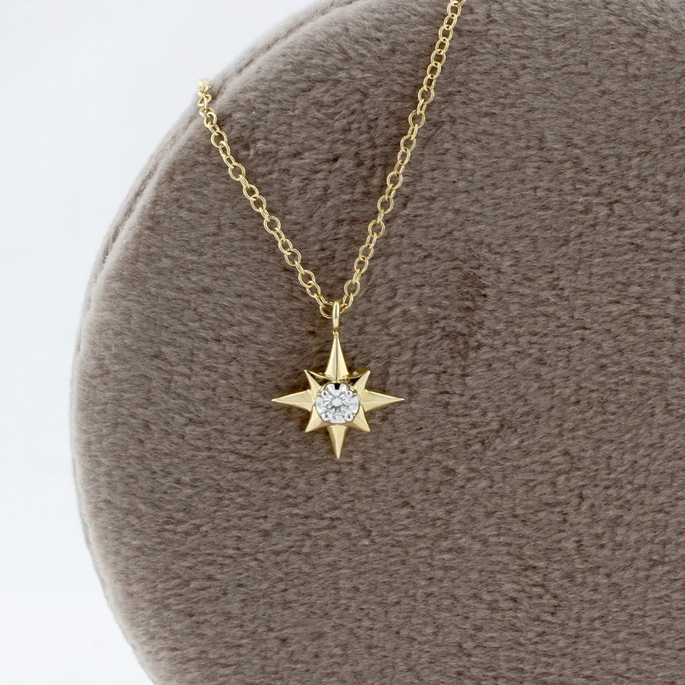 Small Diamond Star Necklace in Yellow Gold