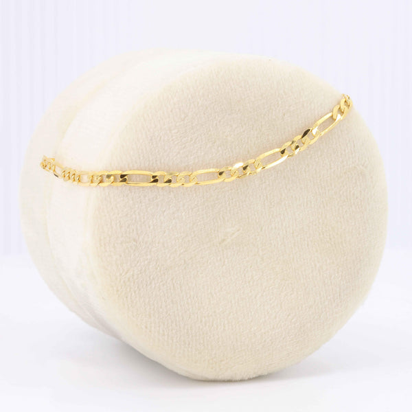 Flat Figaro Chain Bracelet, in 14K Yellow Gold, 2.75mm, 8 Inches - Kizer Cummings Jewelers