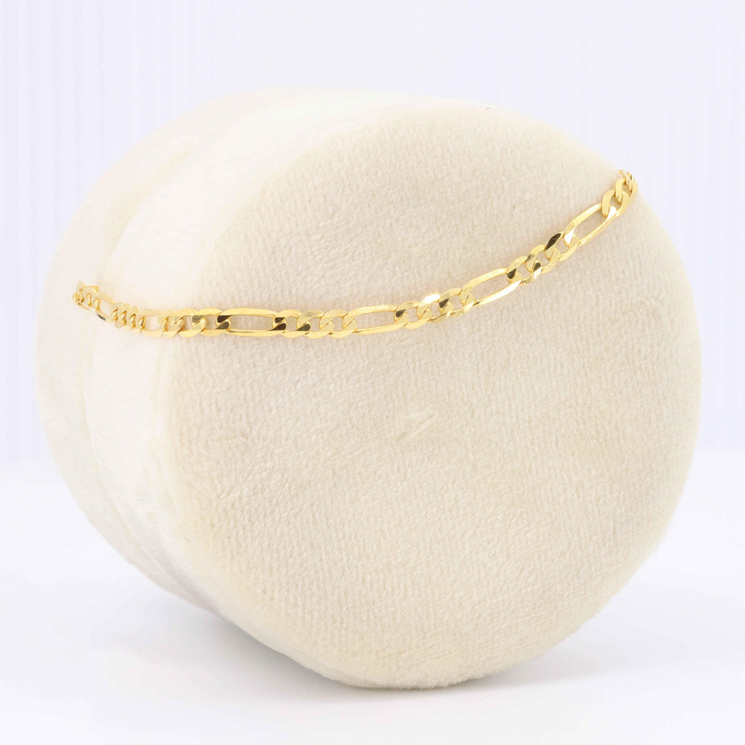 Flat Figaro Chain Bracelet, in 14K Yellow Gold, 2.75mm, 8 Inches - Kizer Cummings Jewelers