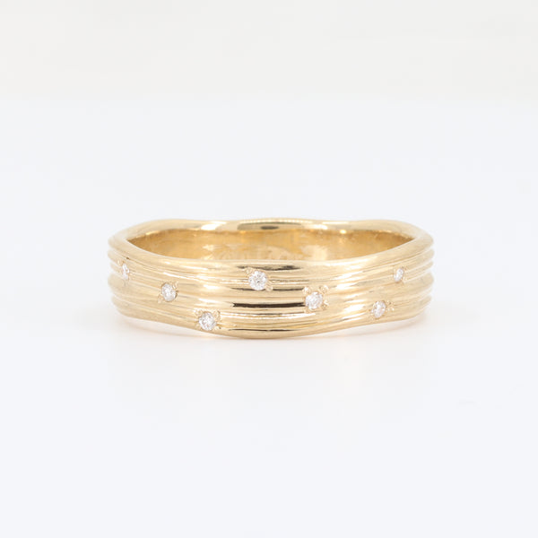 CAD-KCJ Freeform Wooden Textured Diamond Band, yellow gold, 4.75mm women's ring