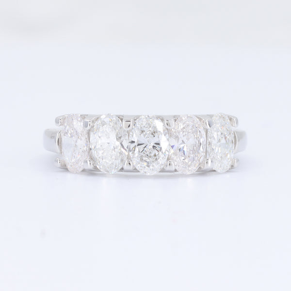 Lab-grown oval diamond 5-stone anniversary ring in white gold by Atlantic Diamond Co.