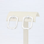 Load image into Gallery viewer, Open Square Knot Drop Earrings in Sterling Silver w/White Gold Posts
