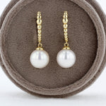 Load image into Gallery viewer, Beaded Gold Pearl Drop Earrings in Yellow Gold