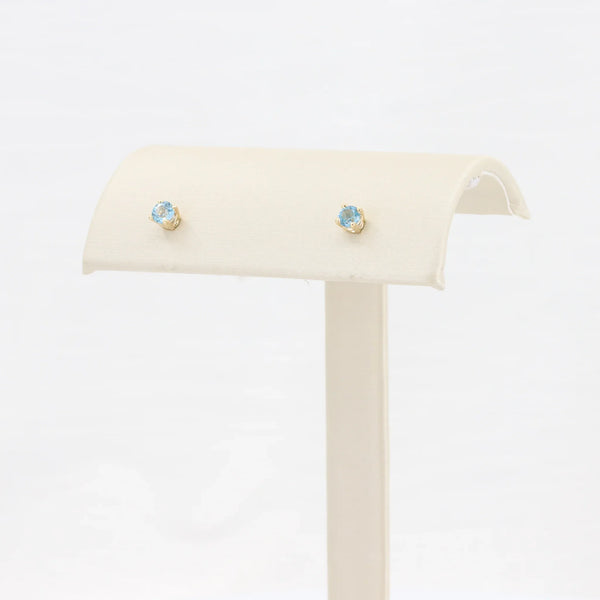 Swiss Blue Topaz Stud Earrings, 0.28cttw in 10K Yellow Gold - Kizer Cummings Jewelers