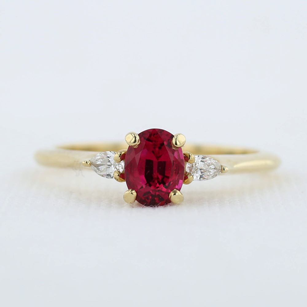 Spinel and Diamond Accent Ring in Yellow Gold