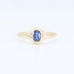 Load image into Gallery viewer, Oval Sapphire w/Diamond Trim Signet Birthstone Ring in Yellow Gold
