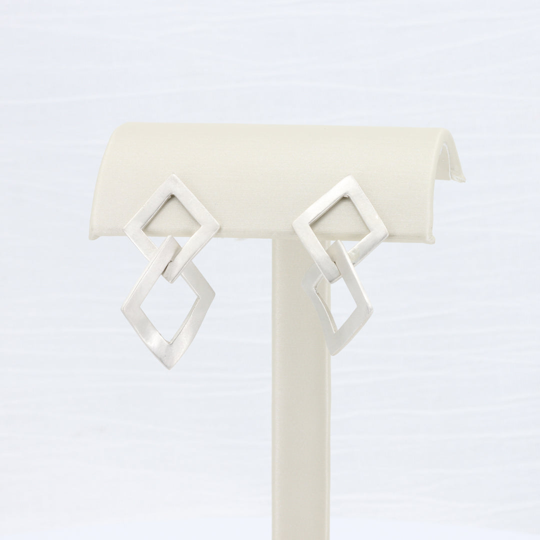 Articulating Kite Dangle Earrings in Sterling Silver /14K White Gold Posts