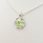 Load image into Gallery viewer, Peridot Flower Pendant, 0.51ct in Sterling Silver, 18 inch Chain