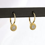 Load image into Gallery viewer, Round Twisted Rope Frame Diamond Earrings in Yellow Gold
