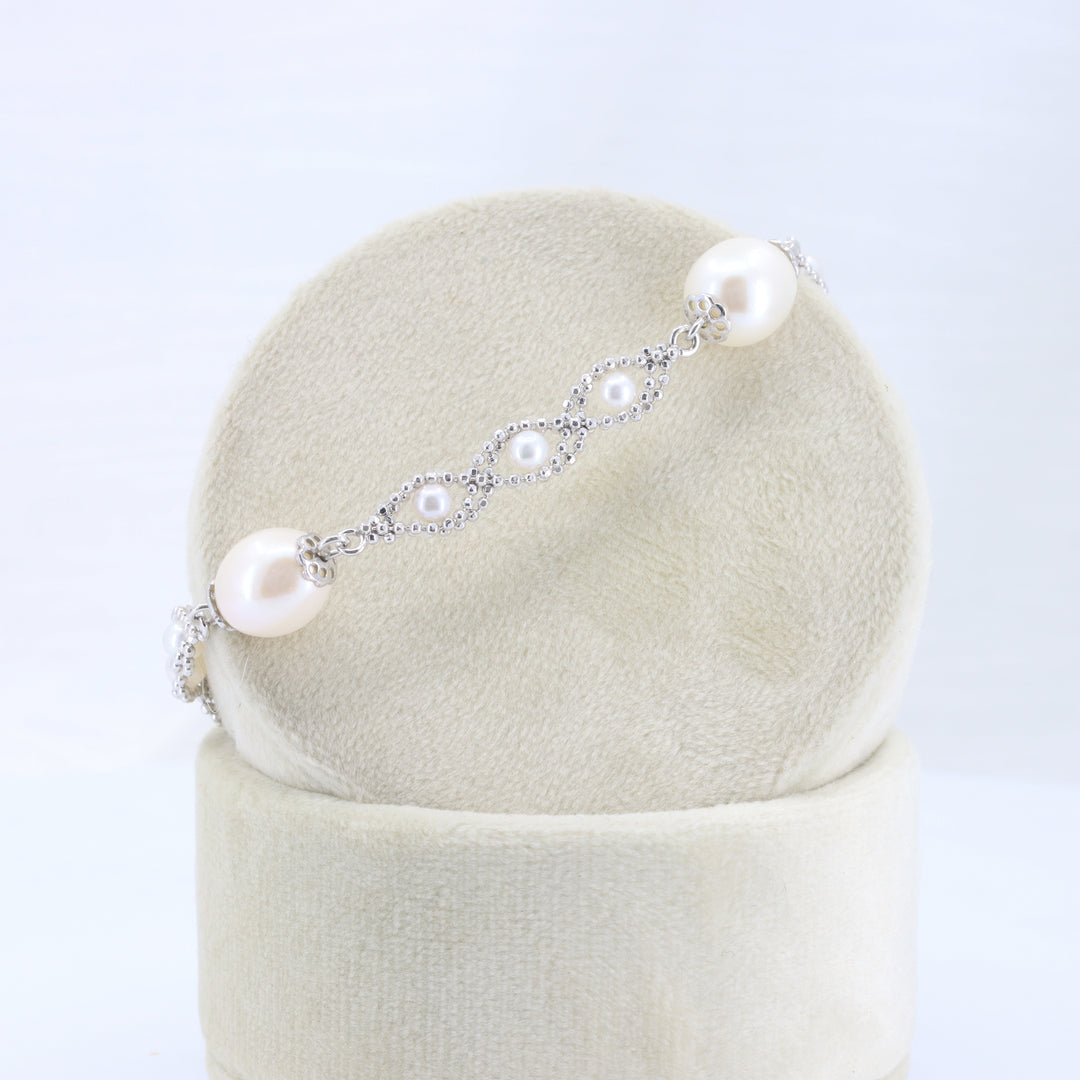 Freshwater Pearl Woven Bracelet, in Sterling Silver, 7.5 Inches