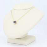Load image into Gallery viewer, Oval Sapphire w/Diamond Halo Slide Pendant w/18&quot; Spiga Chain in Yellow Gold

