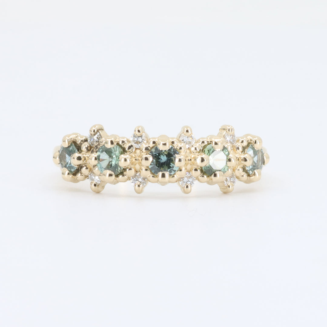 Montana Sapphire and Diamond Ring, 0.58cttw Montana Sapphires with 0.12cttw Diamonds in 14K Yellow Gold