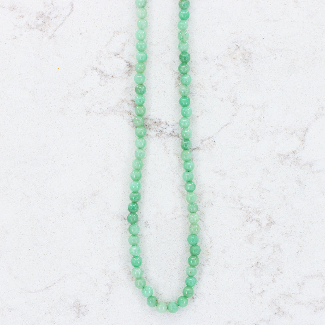 Aventurine Bead Strand Necklace, 4mm Round Beads with Sterling Silver Clasp, 16–18"