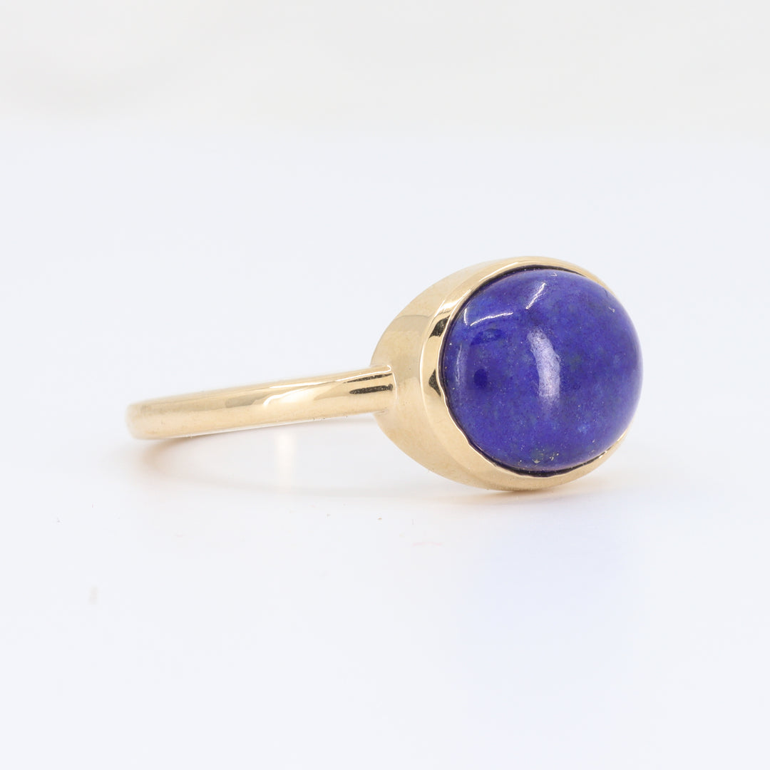 Lapis Cabochon Bezel Set Ring in Yellow Gold