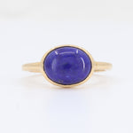 Load image into Gallery viewer, Lapis Cabochon Bezel Set Ring in Yellow Gold
