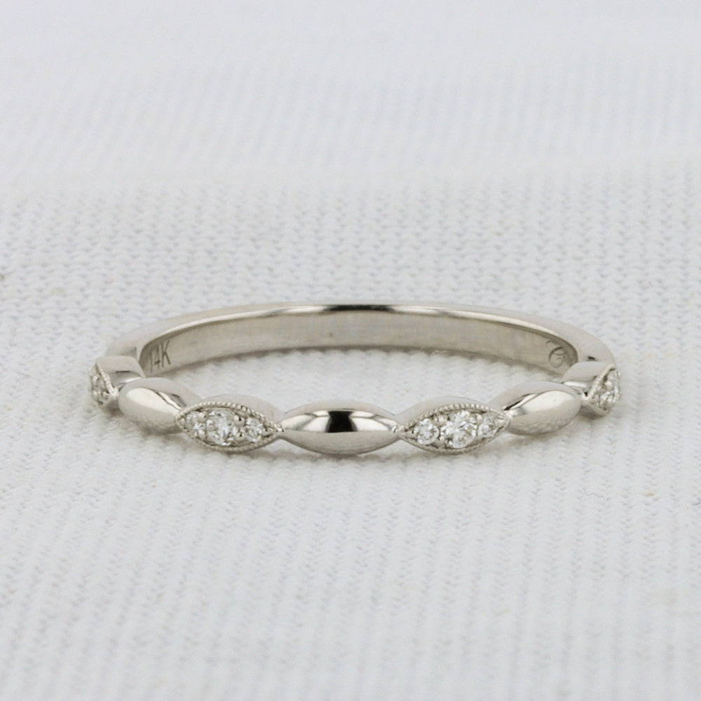 Diamond and Polished Sections Band in White Gold