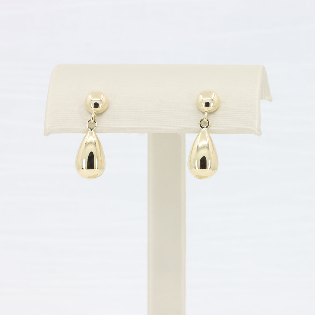 Teardrop and Button Post Earrings in 10K Yellow Gold