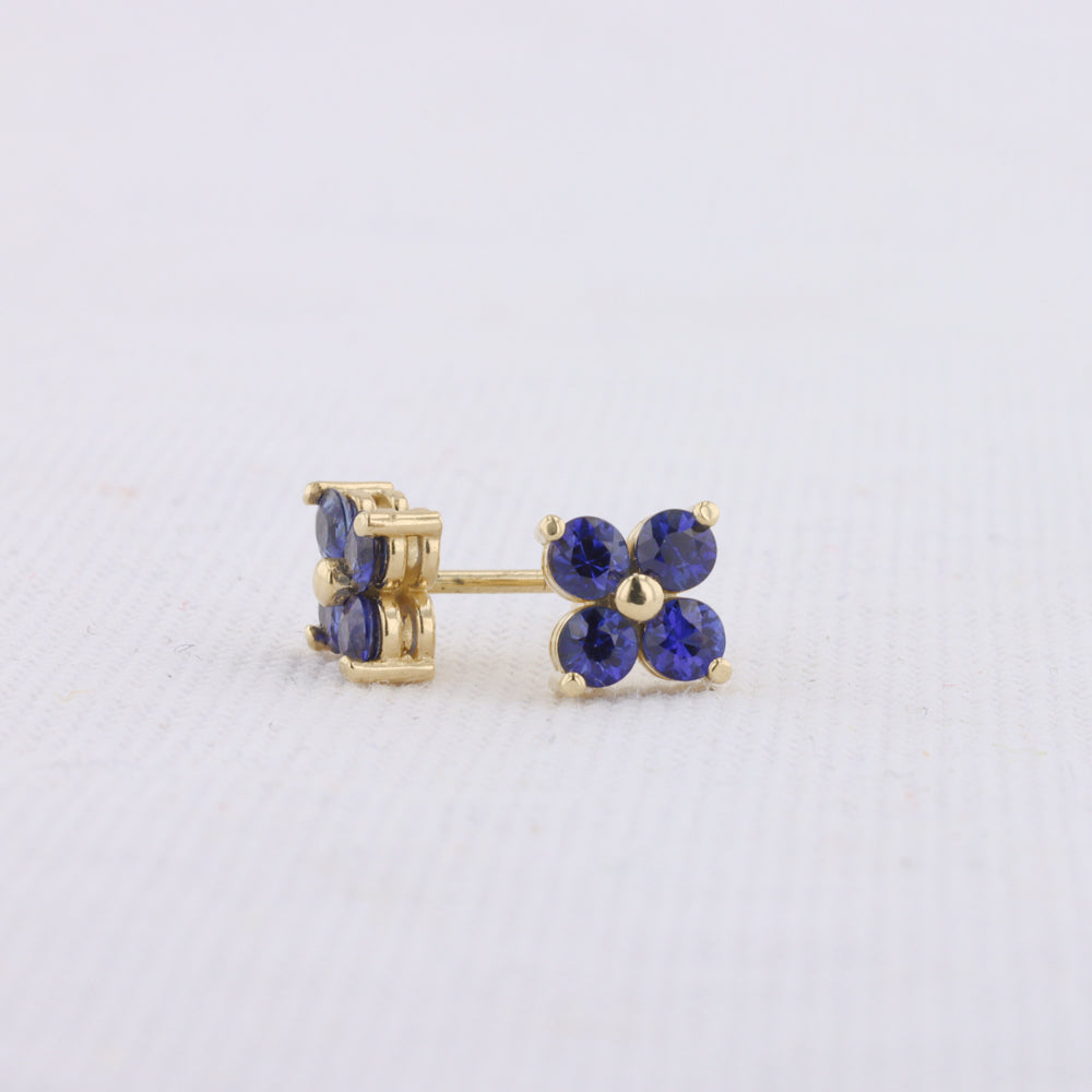 Quatrefoil Sapphire Earrings 14KT Yellow Gold